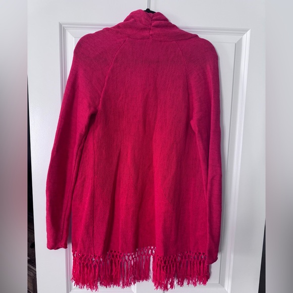 NWT Lilly Pulitzer Tatum Long Fringe Hem Cardigan SZ S Ruby Red Metallic - Picture 7 of 16